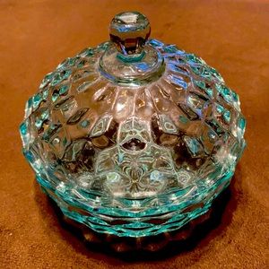 Indiana Glass blue Windsor Candie jar.